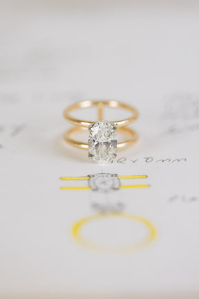 Oval Cut Diamond Double Band Ring - Boutee