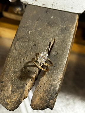 Oval Cut Diamond Double Band Ring - Boutee