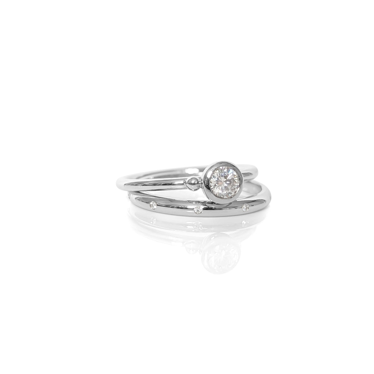 Moissanite Engagement and Eternity Ring Set
