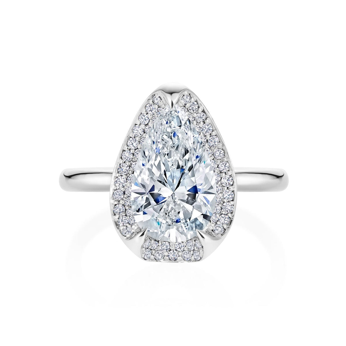 Pear Shape Diamond Engagement Ring | Fleur De Lys