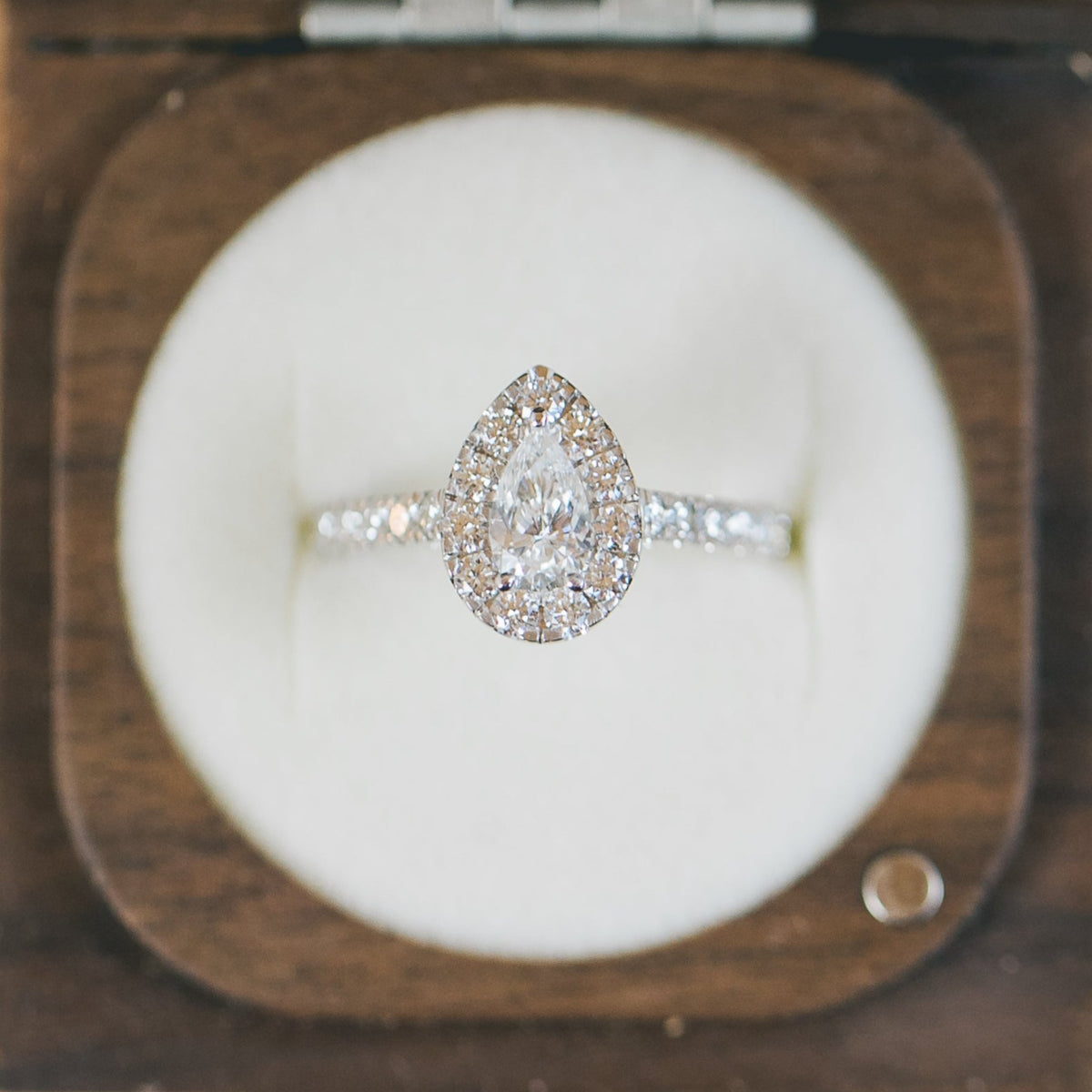 Pear Cut Halo Engagement Ring - Boutee