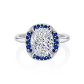 Diamond and Sapphire Engagement Ring in White Gold | Fleur De Lys