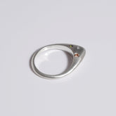Handmade sterling silver pointed stacking ring with diamonds, andalusite, tourmaline