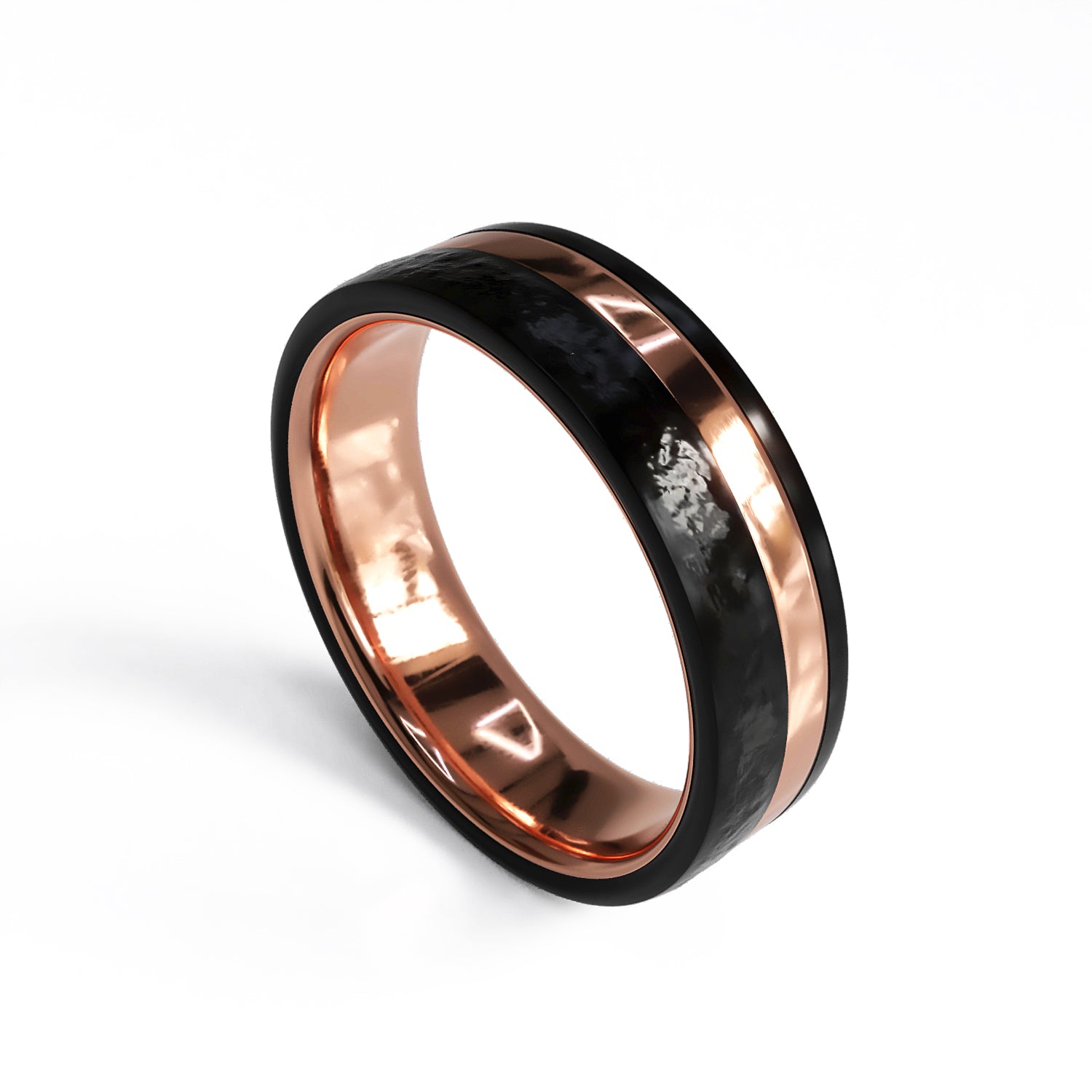 Hammered Two-Tone Wedding Ring - Boutee