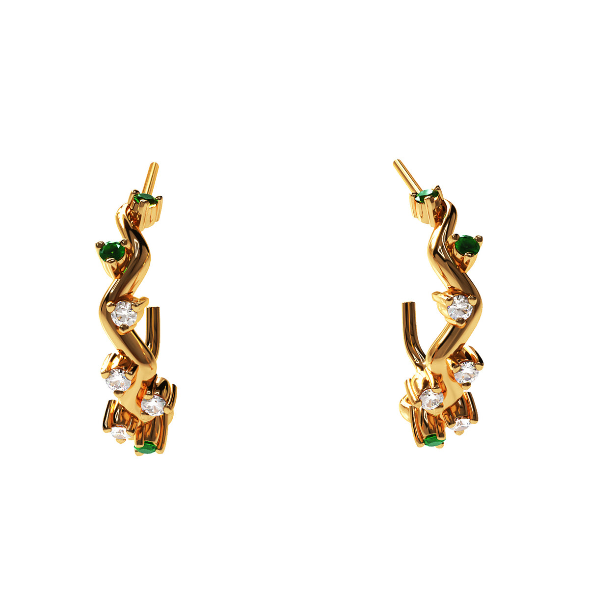 Emerald and Diamond Cluster Earrings - Boutee