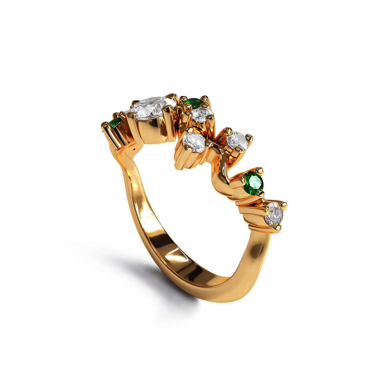 Emerald and Diamond Cluster Ring - Boutee
