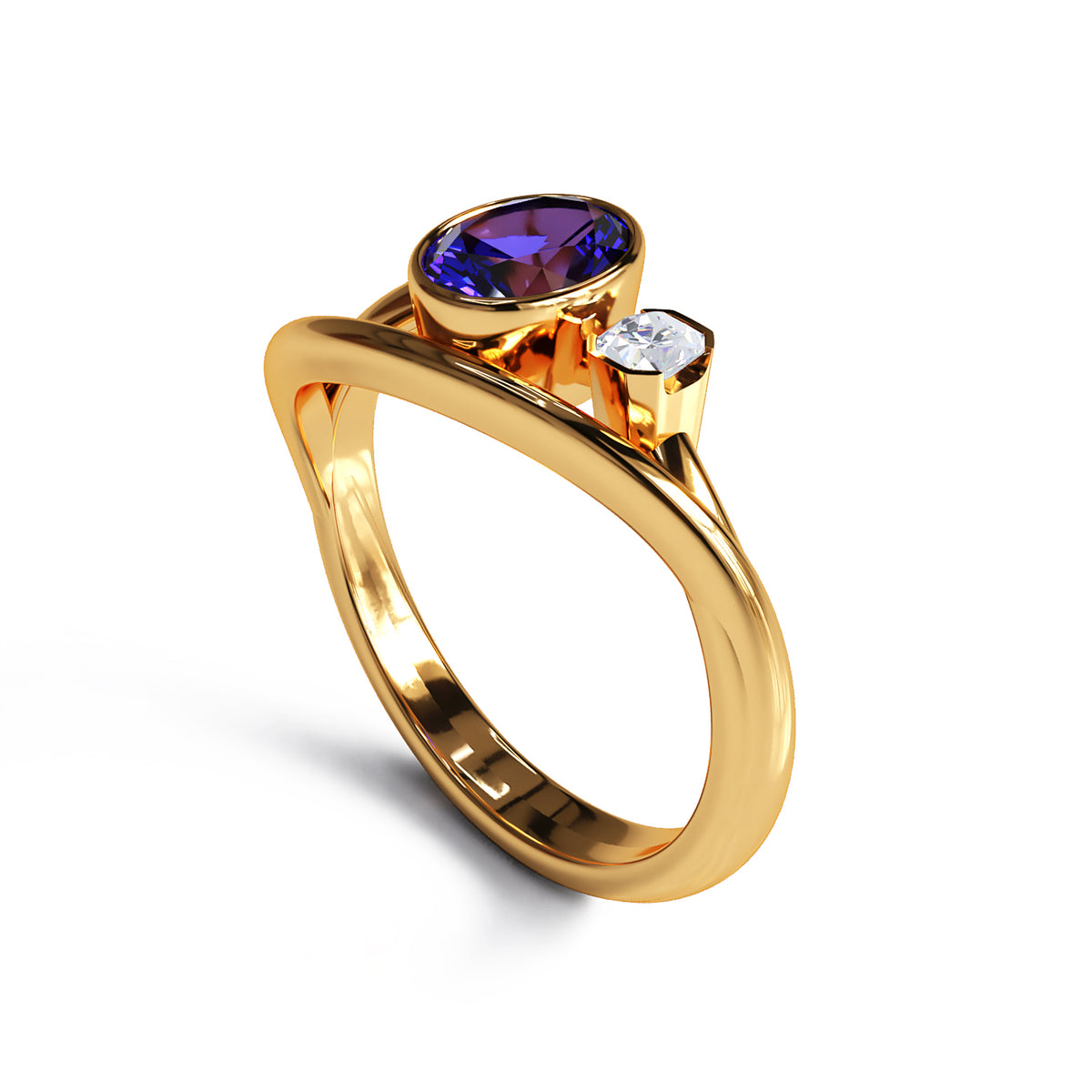 Tanzanite and Diamond Contemporary Ring - Boutee