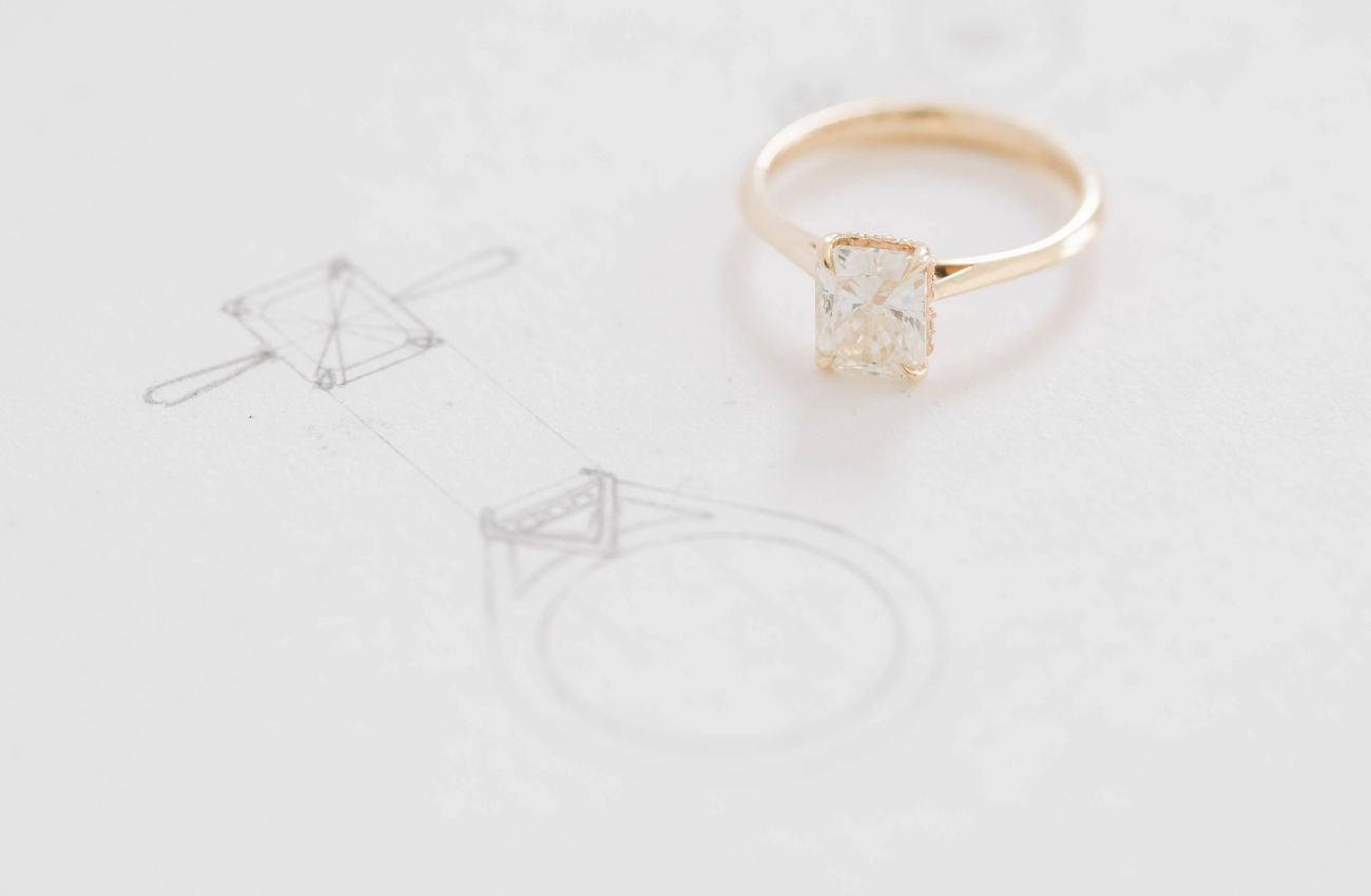 Radiant Cut Diamond Engagement Ring with a Hidden Halo - Boutee