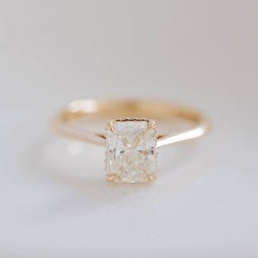 Radiant Cut Diamond Engagement Ring with a Hidden Halo - Boutee