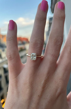 Radiant Cut Diamond Engagement Ring with a Hidden Halo - Boutee