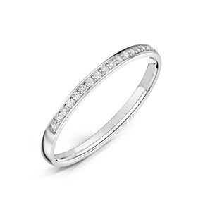 1.5mm White Gold Half Eternity Ring - Grain Set
