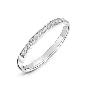 2.0mm White Gold Half Eternity Ring - Grain Set