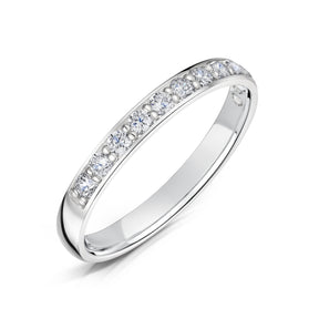 2.5mm White Gold Half Eternity Ring - Grain Set