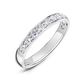 3.0mm White Gold Half Eternity Ring - Grain Set