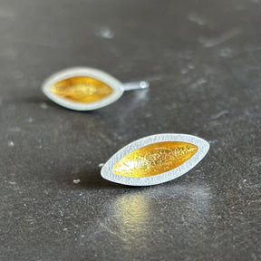sterling silver sand cast stud earrings with 24k gold keum boo