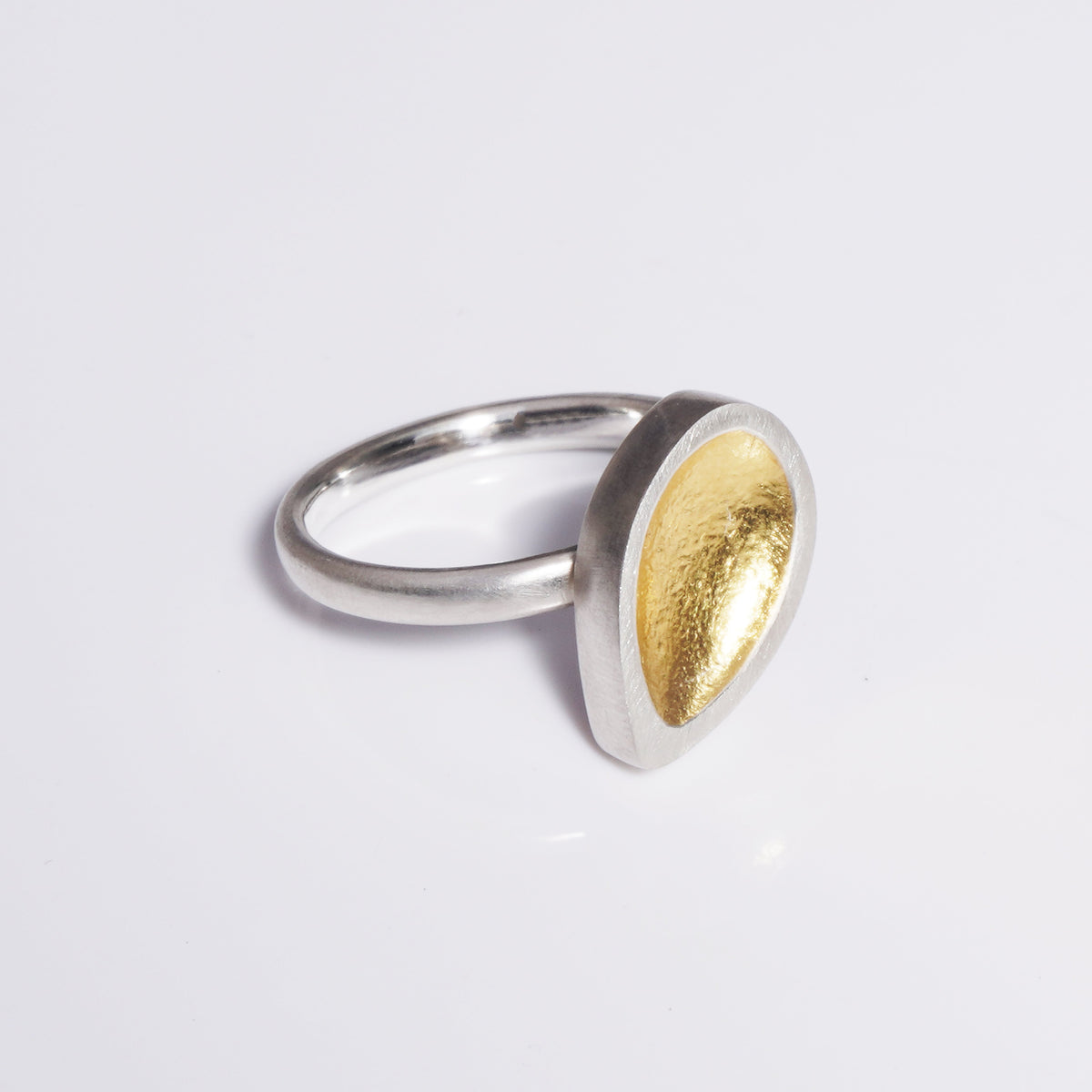 sterling silver sand cast ring with 24k gold keum boo
