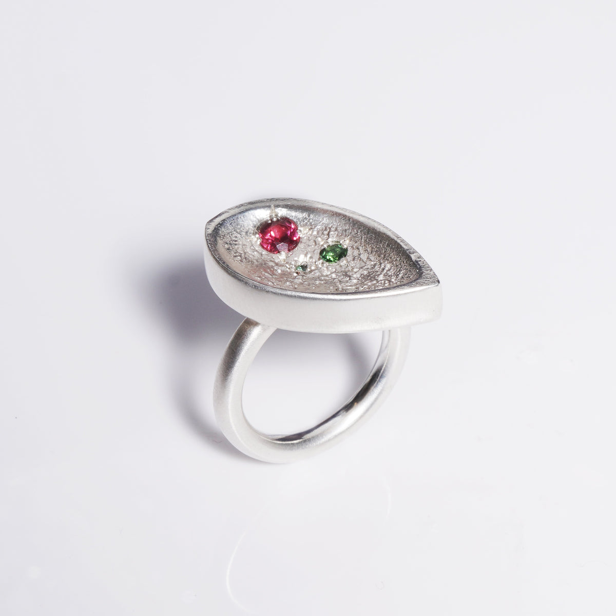 Seed pod tourmaline and diamond ring