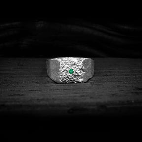 The Square Molten Signet Ring | Emerald or Sapphire - Boutee