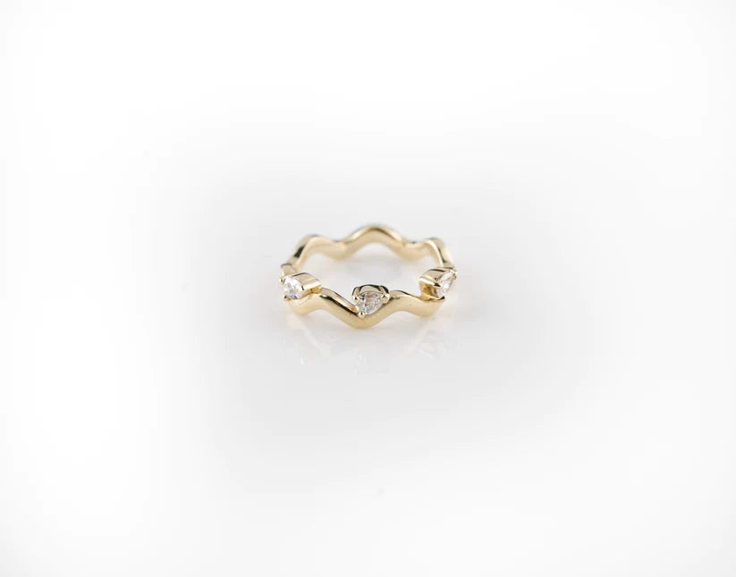 Wave Style Pear Diamond Ring - Boutee