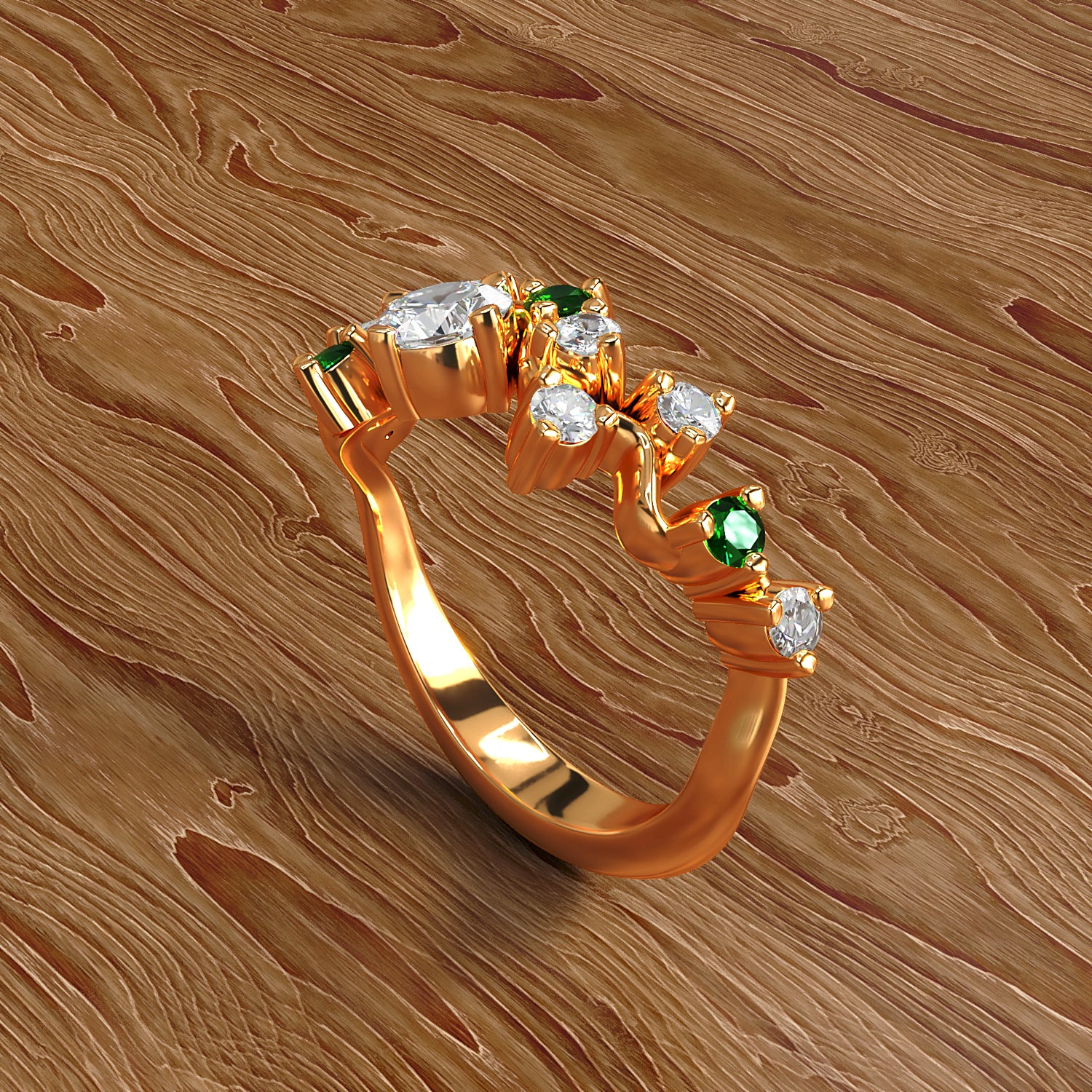 Emerald and Diamond Cluster Ring - Boutee