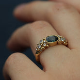 Teal Sapphire and Diamond Engagement Ring - Boutee