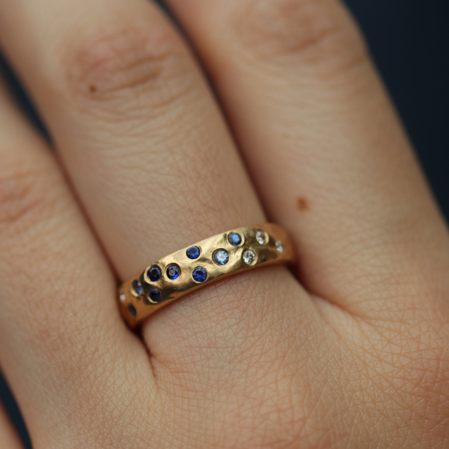 Ombré Sapphire and Diamond Scatter Ring - Boutee