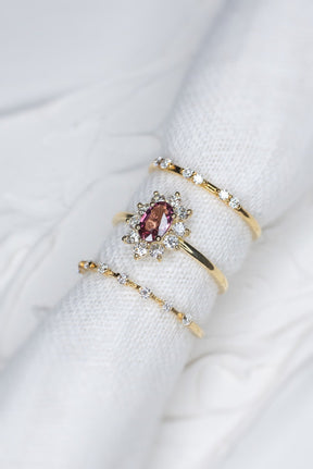 Custom 0.52ct Pink Orange Sapphire Halo Ring - Lelya - bespoke engagement and wedding rings made in Scotland, UK