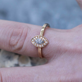 Salt and Pepper Diamond Halo Ring - Boutee