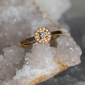 Salt and Pepper Round Halo Ring - Boutee