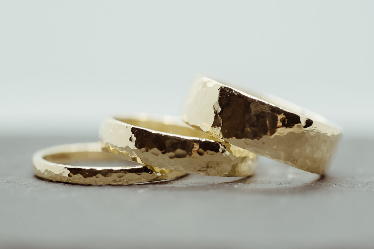 Hammered Band 2mm - Lelya - bespoke engagement and wedding rings made in Scotland, UK