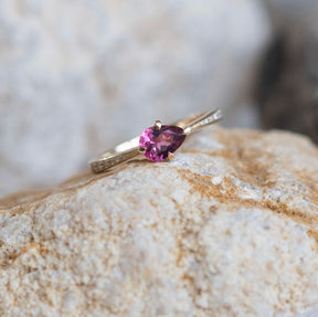 Pink Tourmaline Ring, Landscape Pear - Boutee
