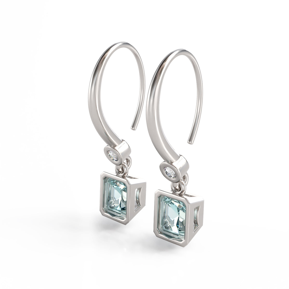 9ct White Gold Aquamarine Earrings - Boutee