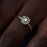 Salt and Pepper Round Halo Ring - Boutee