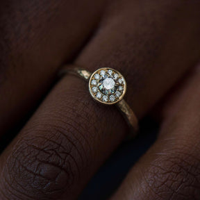 Salt and Pepper Round Halo Ring - Boutee