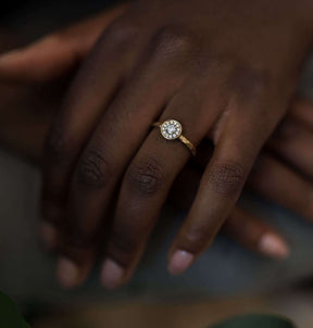 Salt and Pepper Round Halo Ring - Boutee