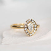 Marquise Diamond Halo Ring - Boutee