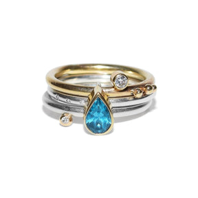Selene Swiss Blue Topaz and Moissanite Ring - Ocean CollectionRingsBooblinka Jewellery