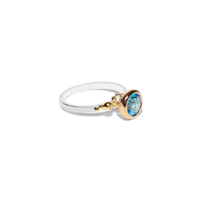 Swiss Blue Topaz Engagement Ring with Moissanite - Ocean CollectionRingsBooblinka Jewellery