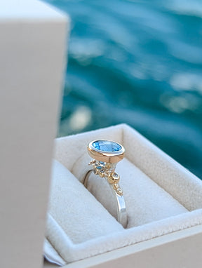 Swiss Blue Topaz Engagement Ring with Moissanite - Ocean CollectionRingsBooblinka Jewellery