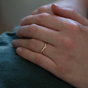 Diamond Wishbone Ring - Gentle Curve - Boutee
