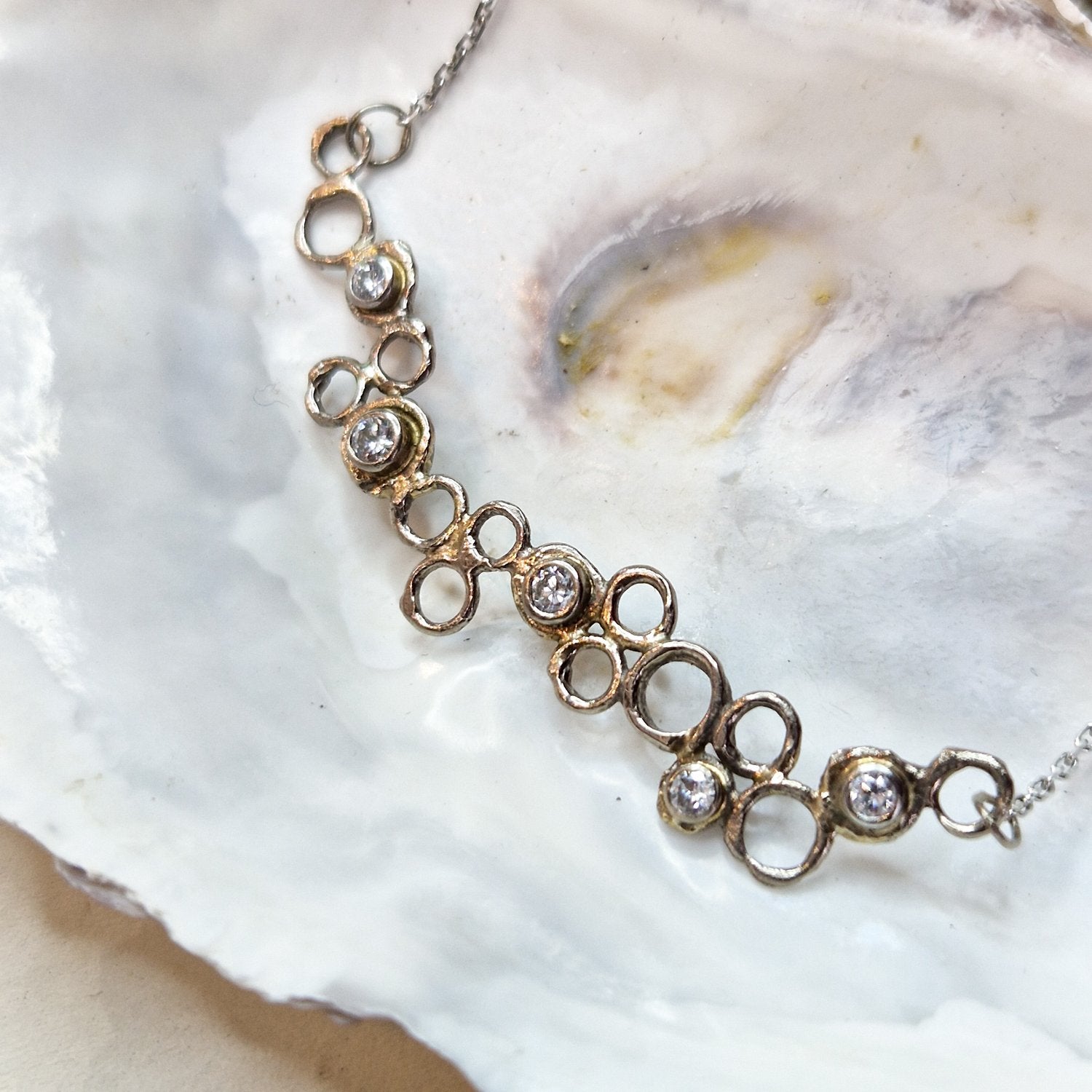 Molten Links Bubble Necklace | 18ct White Gold - Boutee