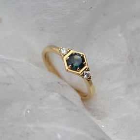 Adaya - Blue Green Sapphire Engagement Ring - Boutee