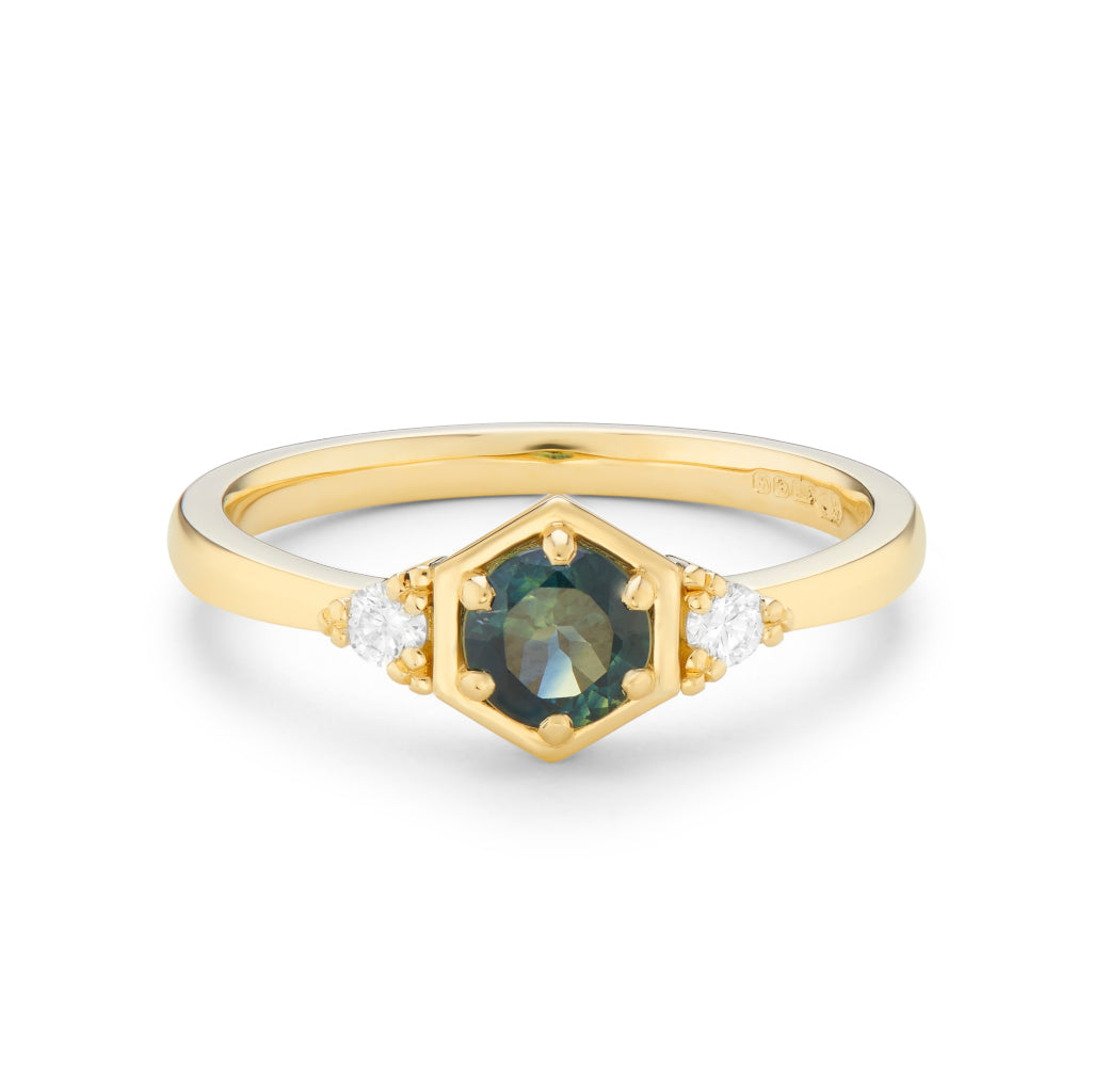 Adaya - Blue Green Sapphire Engagement Ring