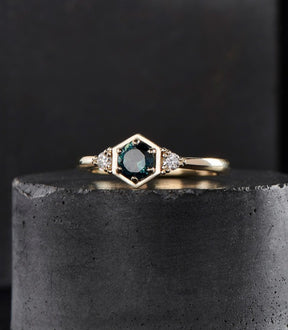 Adaya - Blue Green Sapphire Engagement Ring - Boutee