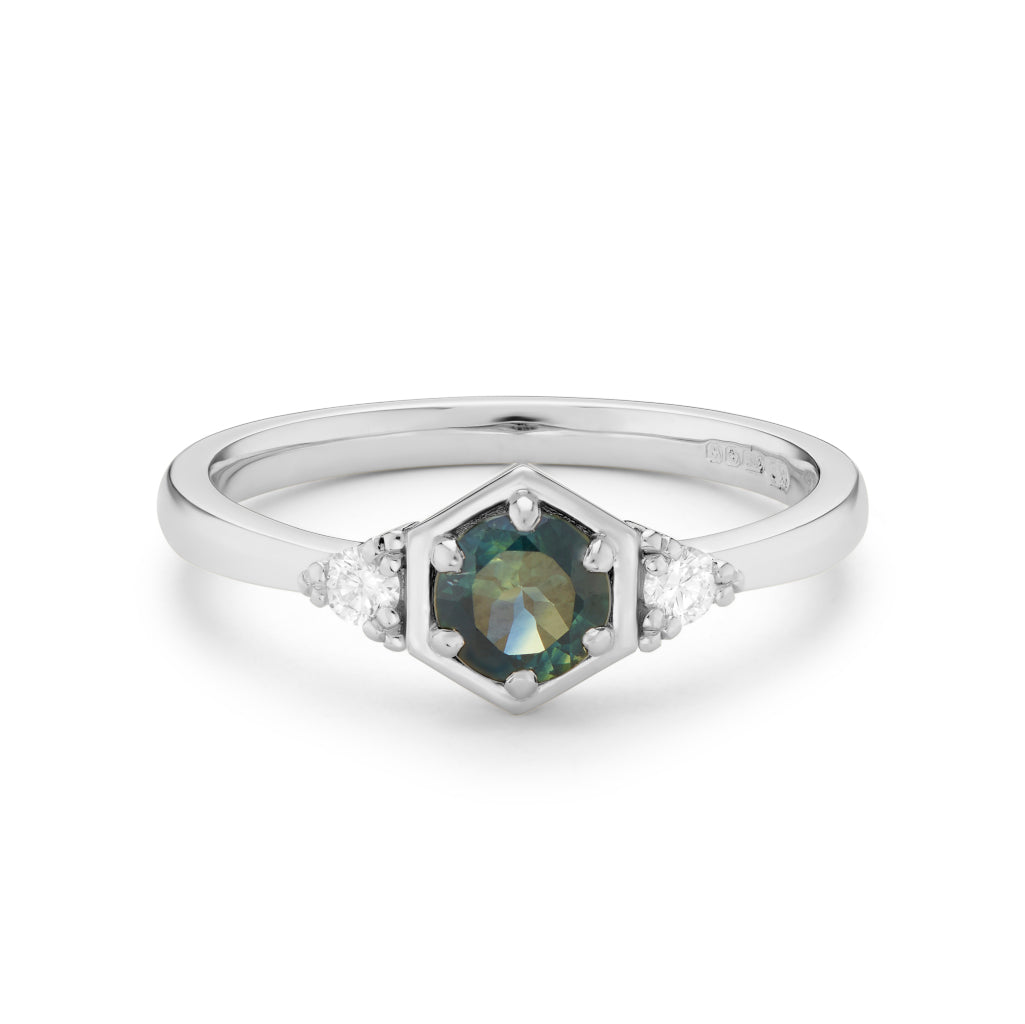 Adaya - Blue Green Sapphire Engagement Ring - Boutee