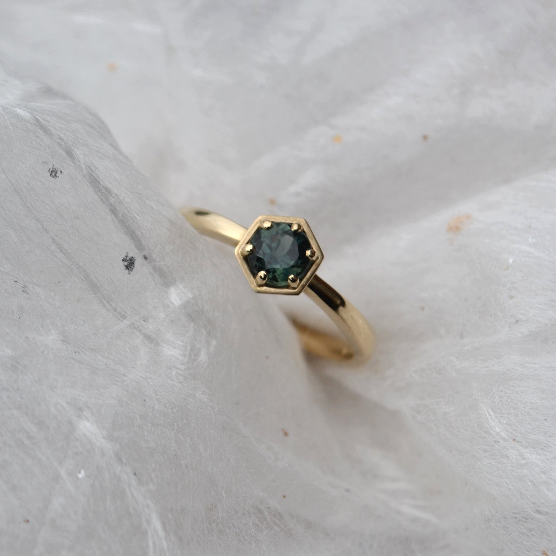 Ophira - Blue Green Sapphire Engagement Ring - Boutee