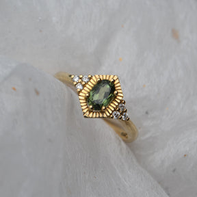 Zia - Blue Green Sapphire Engagement Ring - Boutee