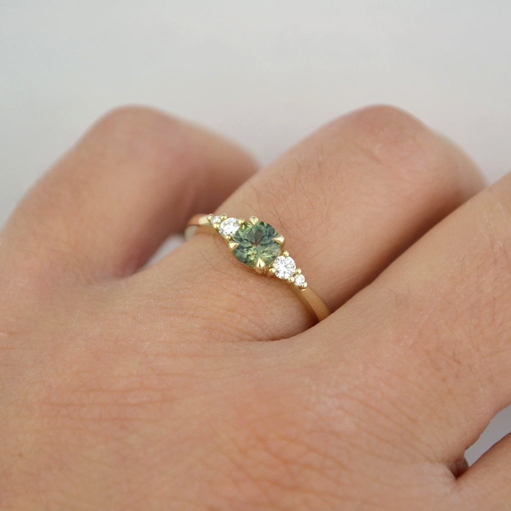 Ayla 0.5ct - Blue Green Sapphire Engagement Ring - Boutee