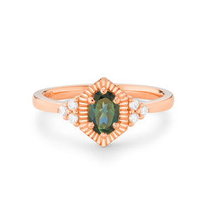 Zia - Blue Green Sapphire Engagement Ring - Boutee