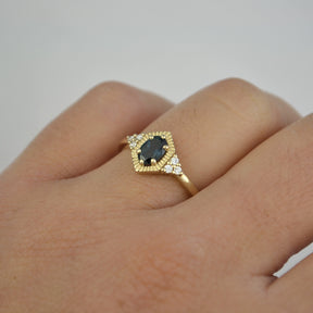 Zia - Blue Green Sapphire Engagement Ring - Boutee